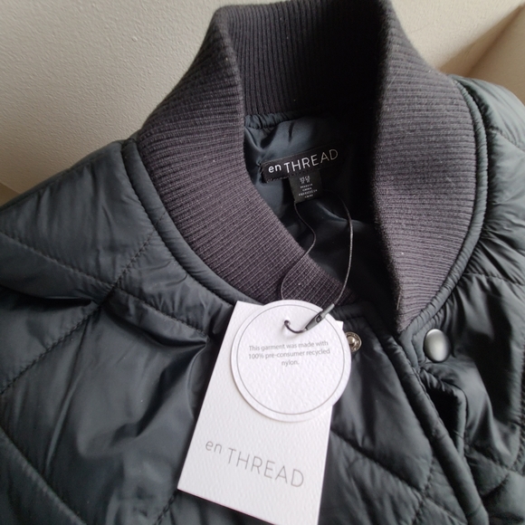 New Black enTHREAD Quilted Jacket Medium BNWT - Picture 3 of 6